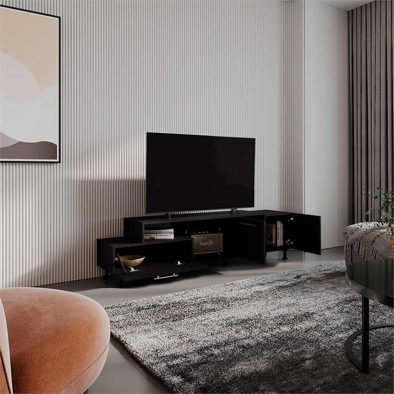 Athol 69 Wide Tv Stand Engineered Wood Black
