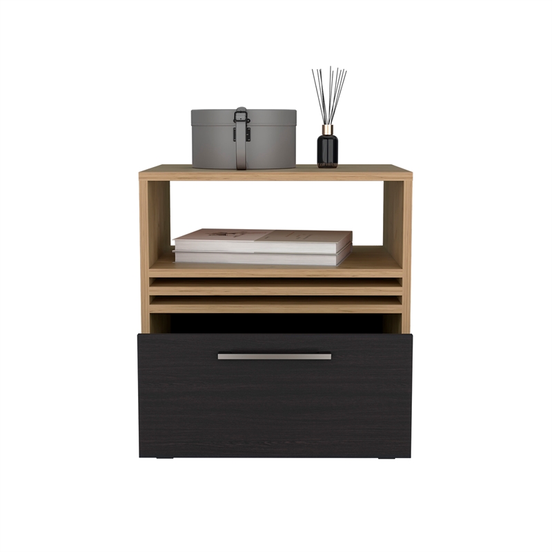 Vance 20 High One Drawer Nightstand Natural Oak Engineered Wood Multicolor