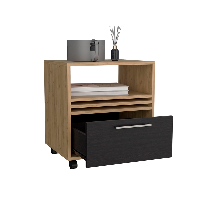 Vance 20 High One Drawer Nightstand Natural Oak Engineered Wood Multicolor