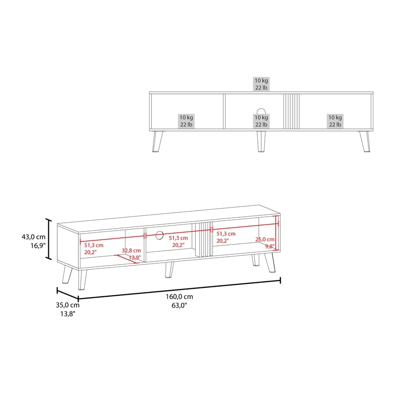 Vance 63 Wide Tv Stand Engineered Wood Black