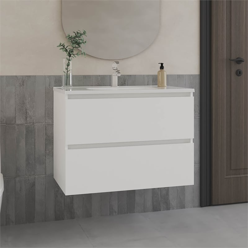 Bathroom Cabinet Opalo  Engineered Wood White
