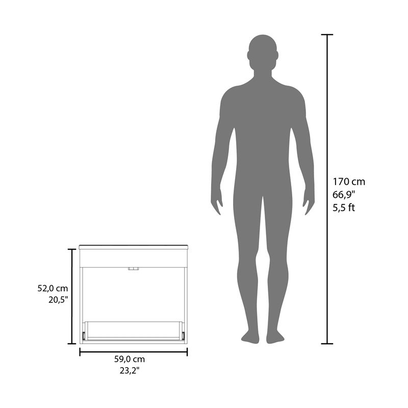 One door Batroom Vanity Hatta Engineered Wood Black