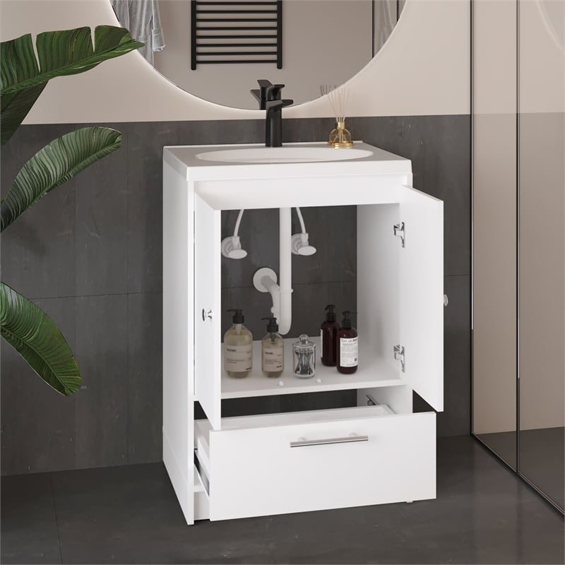 Bathroom Vanity with Two Doors Madison Engineered Wood White