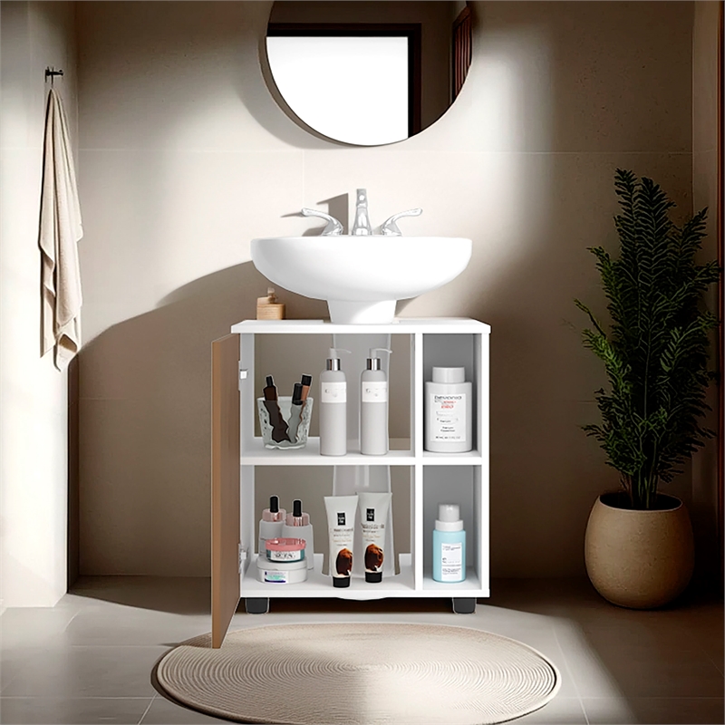 Pascuale Under Sink Cabinet Two Side Shelves Engineered Wood Multi-Color
