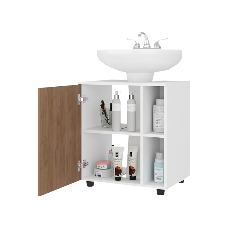 Pascuale Under Sink Cabinet Two Side Shelves Engineered Wood Multi-Color