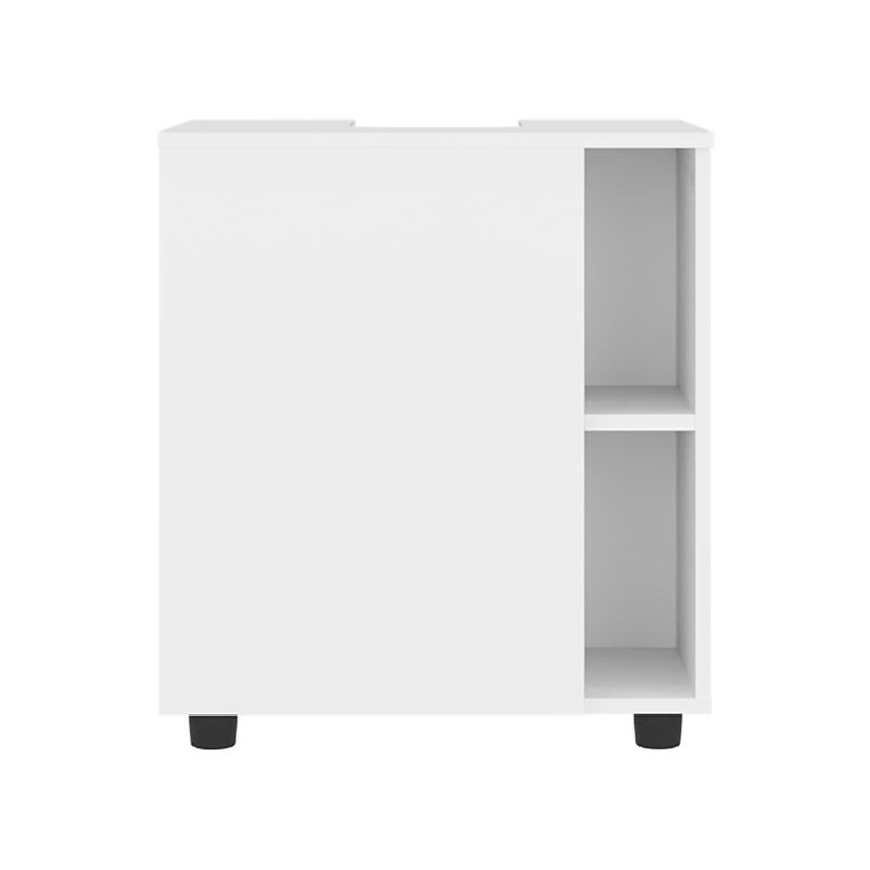 Pascuale Under Sink Cabinet Two Side Shelves Engineered Wood White