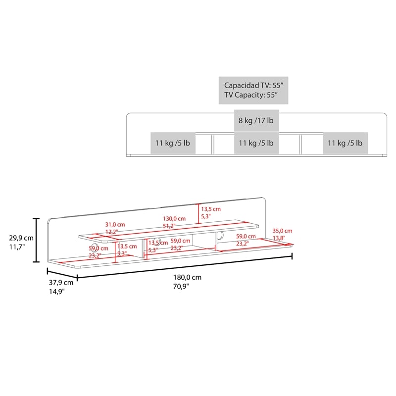Marquis Floating Tv Stand Engineered Wood Stained Walnut