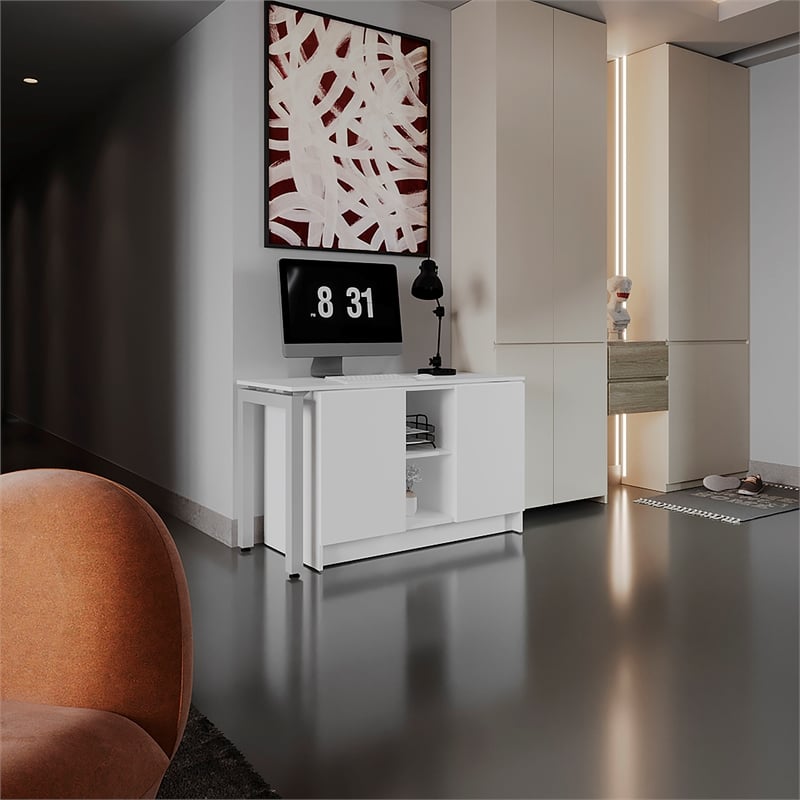 Alfie Rotable Desk 72 Wide Engineered Wood White