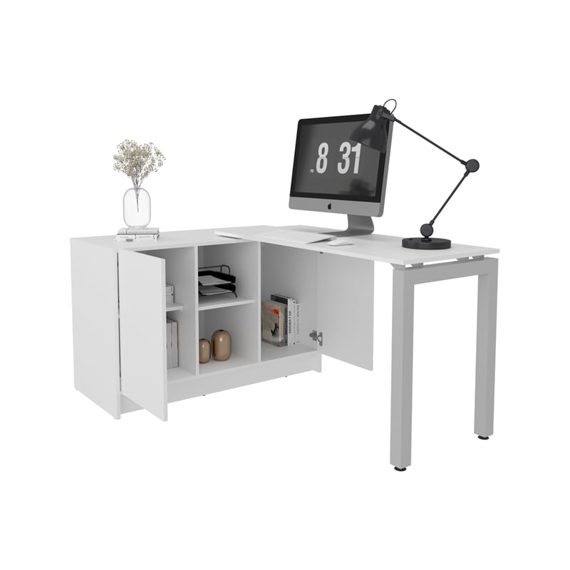 Alfie Rotable Desk 72 Wide Engineered Wood White