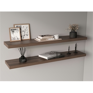 Ecco 47&quot Wide Floating Shelves Set of 2 Engineered Wood Dark Brown