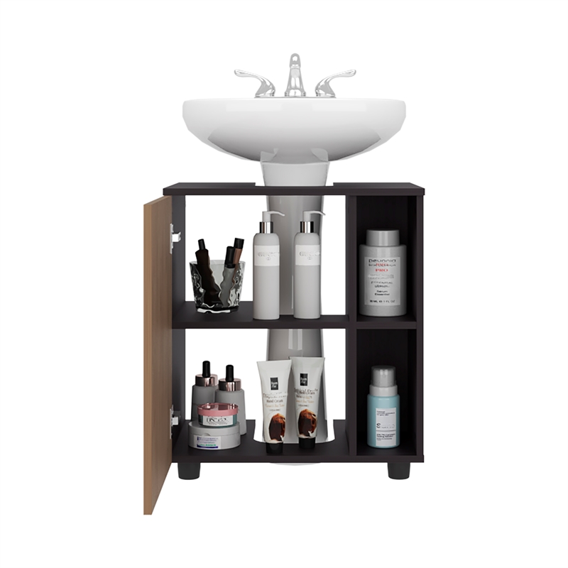 Pascuale Under Sink Cabinet Two Side Shelves Engineered Wood Multi-Color