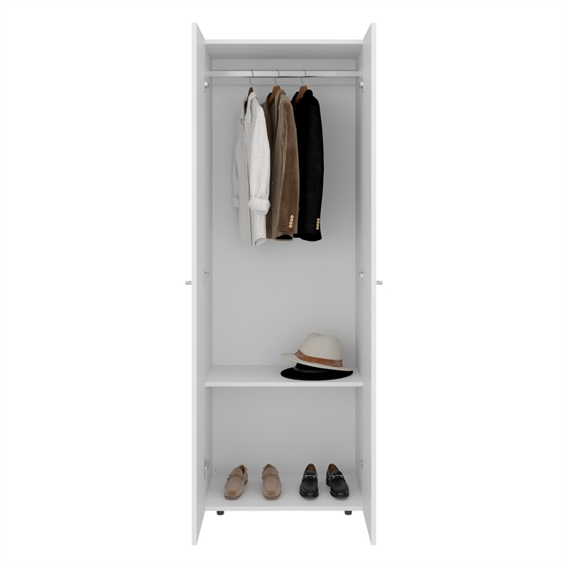 Home 2 Door Closet System Hanging Rod Engineered Wood White