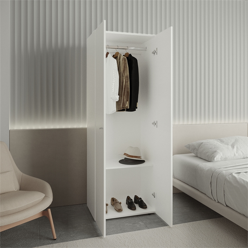 Home 2 Door Closet System Hanging Rod Engineered Wood White