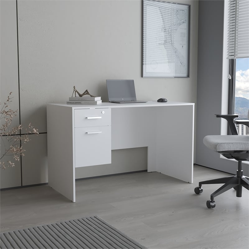 Mellier Office Desk Engineered Wood White