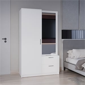 Tuhome Seville 71&quot High Mirror One Door Cabinet Armoire in White