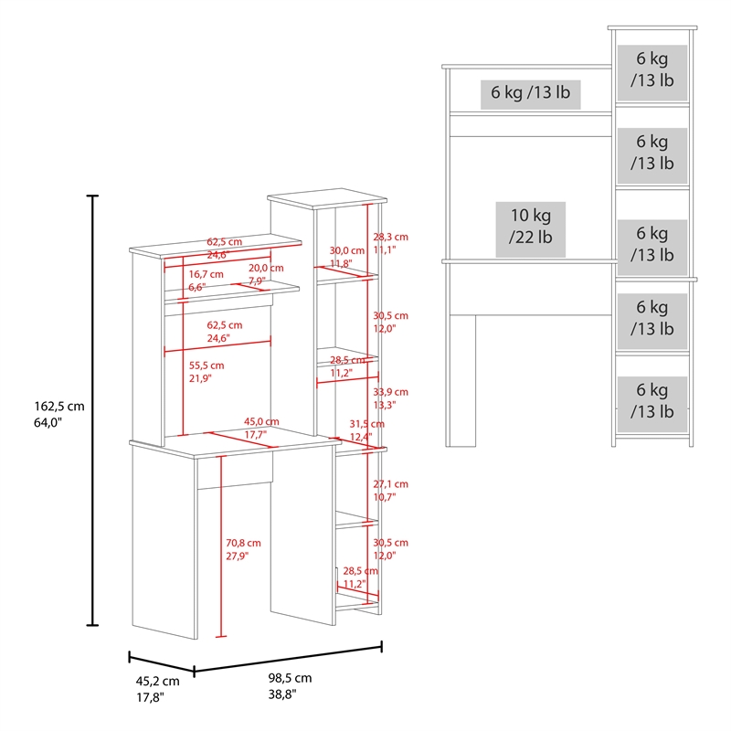 Tuhome Versalles Modern Writing Desk in Blue