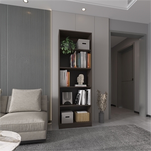 Tuhome Home 4 Shelves Bookcase w/ Open Storage in Brown