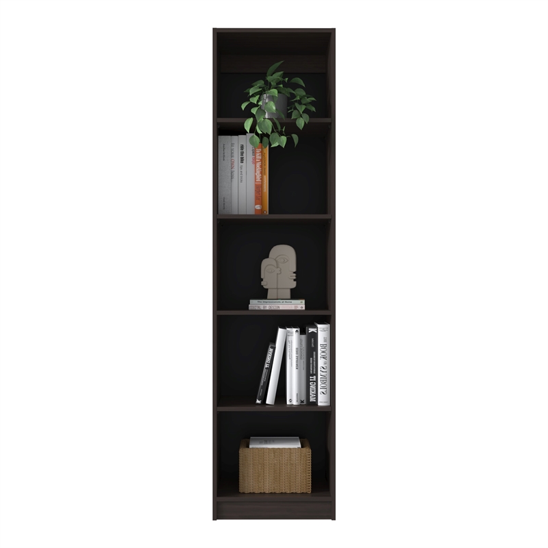 Tuhome Home Slim 5 Shelves Narrow Bookcase With Open Shelves in Brown