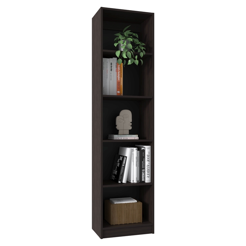 Tuhome Home Slim 5 Shelves Narrow Bookcase With Open Shelves in Brown