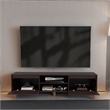 Tuhome Polaris TV Stand with Open Shelves Two Storage Shelves in Brown