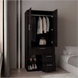 Tuhome Alpine Internal Shelves & Hanging Rod Armoire With Double Doors in Black