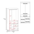 Tuhome Alpine Internal Shelves & Hanging Rod Armoire With Double Doors in Black