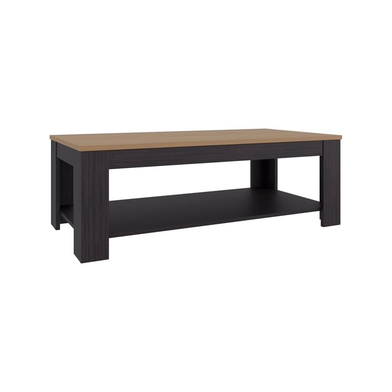 Tuhome Cecil Coffee Table with Open Storage Shelf in Multicolor