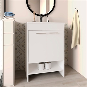 Tuhome Lorenzo Floor Vanity With Four Drawers And Two Open Shelves in White