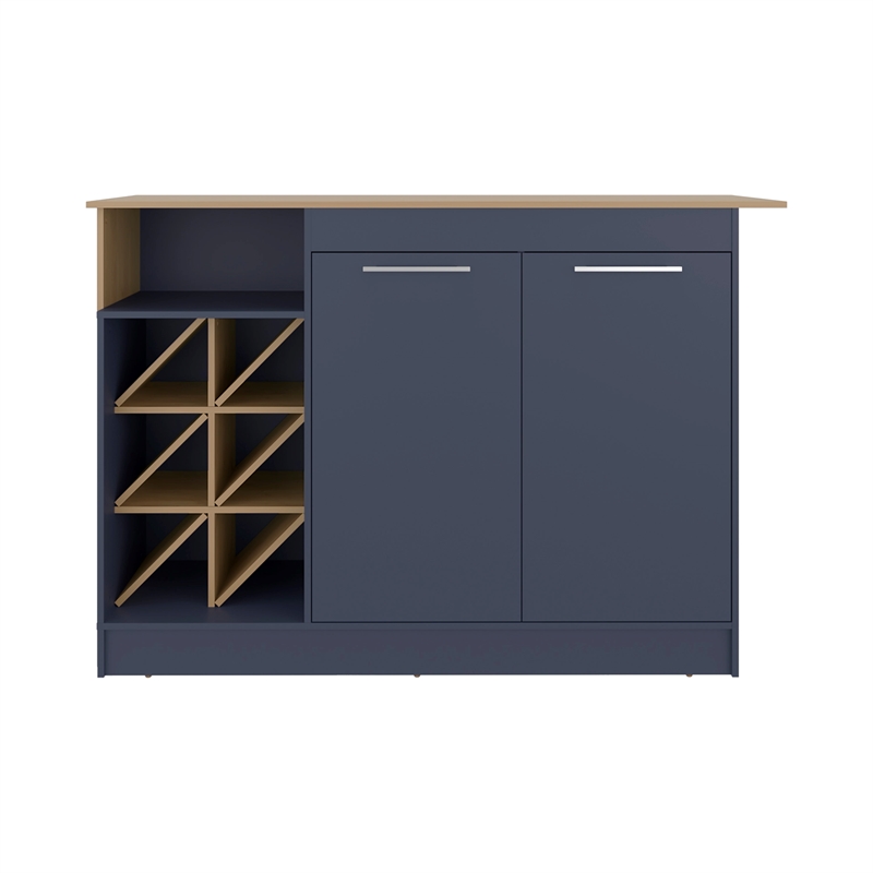 Tuhome Lugano Kitchen Island with Open Shelves in Multicolor
