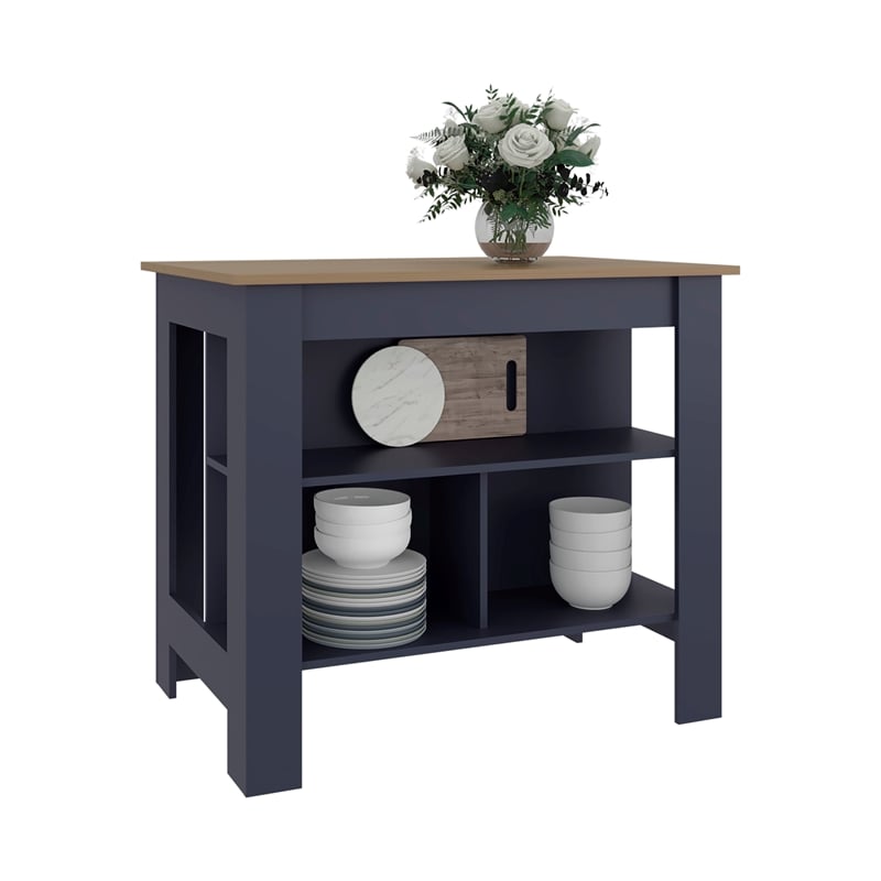 Tuhome Cala Kitchen Island Three Open Shelves in Multicolor