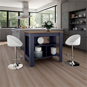 Tuhome Cala Kitchen Island Three Open Shelves in Multicolor