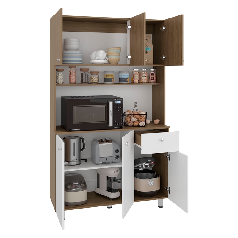 Wilson 6 Door Multi-Functional Kitchen Pantry Engineered Wood Multi-Color