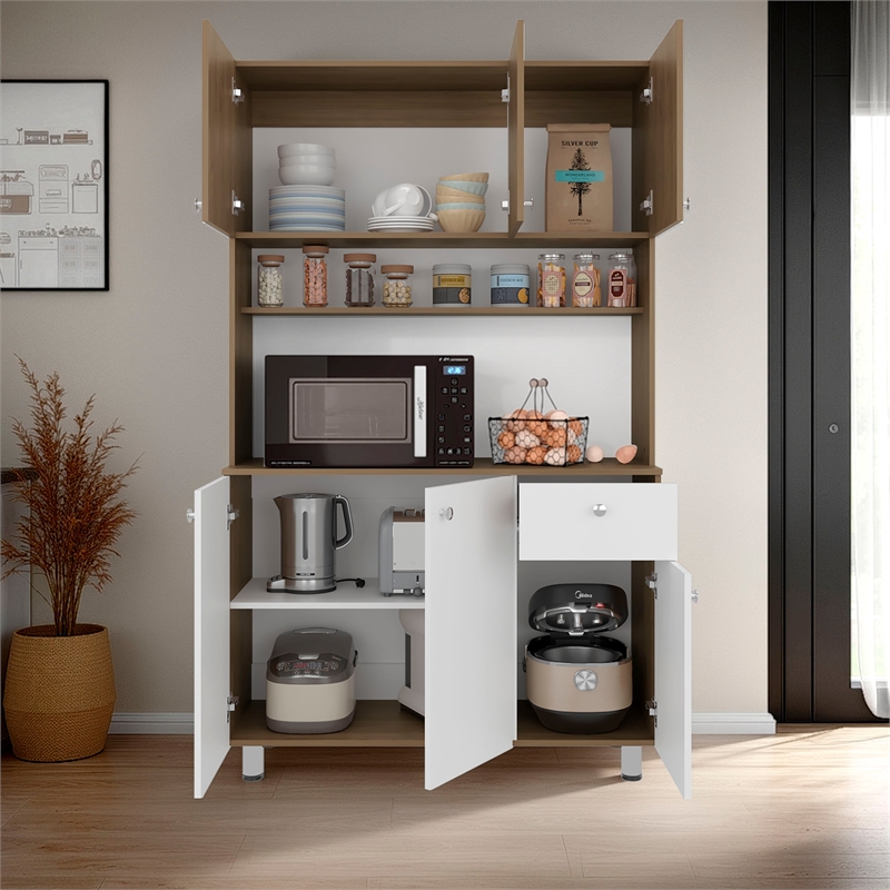 Wilson 6 Door Multi-Functional Kitchen Pantry Engineered Wood Multi-Color