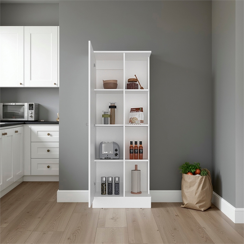 Ayora Multistorage Kitchen Pantry and Single Door Cabinet Engineered Wood White