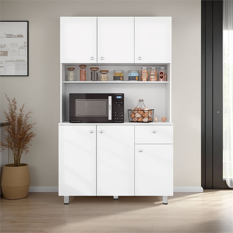 Wilson 6 Door Multi-Functional Kitchen Pantry Engineered Wood White