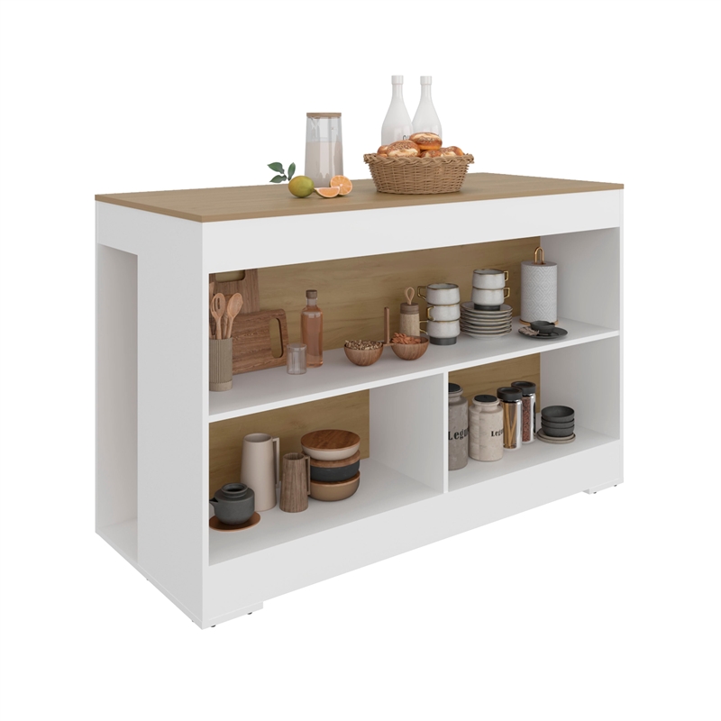 Cuenca Dining Counter Table with Storage Shelves Engineered Wood Multi-Color