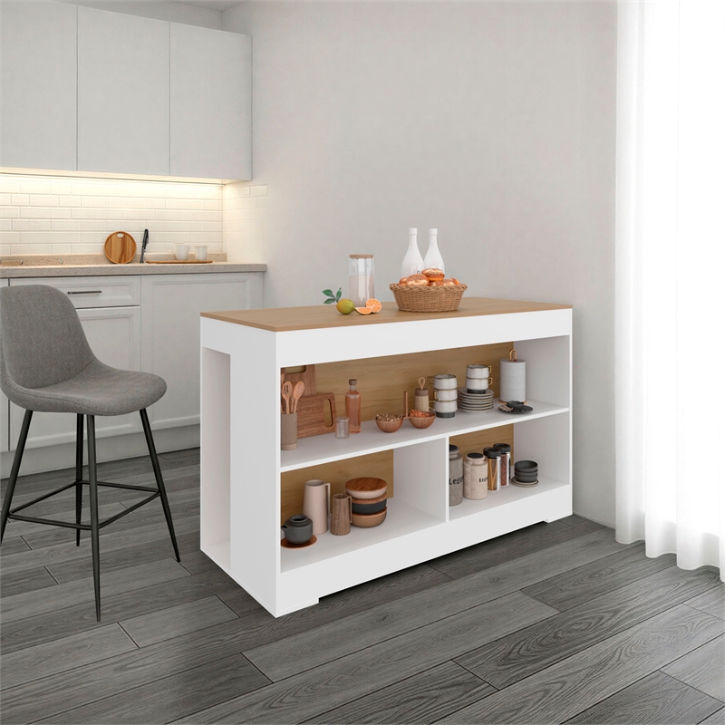 Cuenca Dining Counter Table with Storage Shelves Engineered Wood Multi-Color