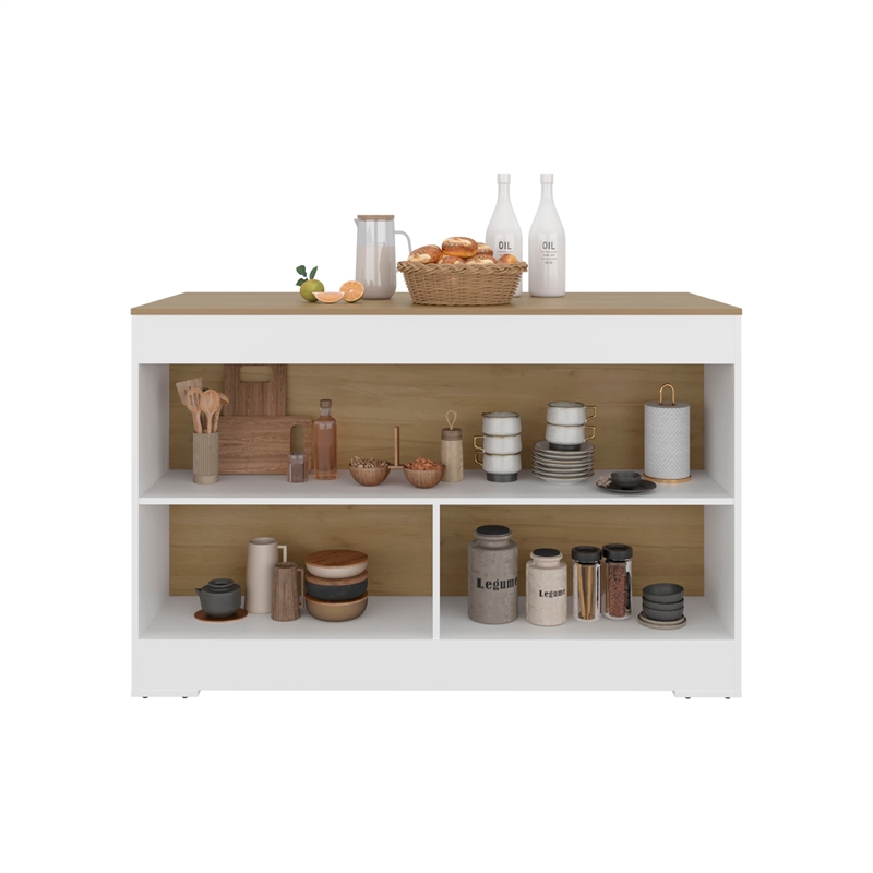 Cuenca Dining Counter Table with Storage Shelves Engineered Wood Multi-Color
