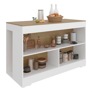 Cuenca Dining Counter Table with Storage Shelves Engineered Wood Multi-Color