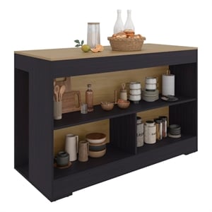 Cuenca Dining Counter Table with Storage Shelves Engineered Wood Multi-Color