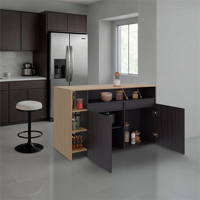 Bari Modern Kitchen Island and Counter Dining Table Engineered Wood Multi-Color