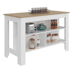 Cala Wide Kitchen Island with Spacious Prep Table Engineered Wood Multi-Color