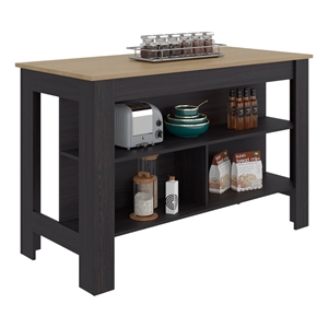 Cala Wide Kitchen Island with Spacious Prep Table Engineered Wood Multi-Color