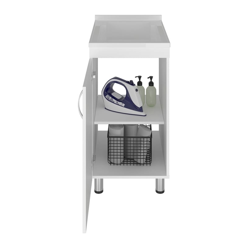 Darwin Utility Tub and Sink Cabinet with One Door Engineered Wood White