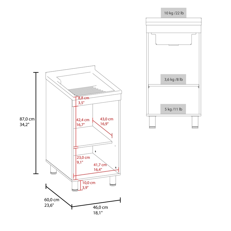 Darwin Utility Tub and Sink Cabinet with One Door Engineered Wood White