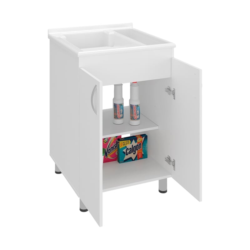 Foster 2-Door Laundry Room Utility Tub and Sink Engineered Wood White