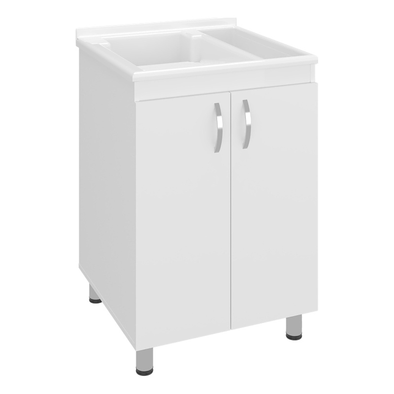 Foster 2-Door Laundry Room Utility Tub and Sink Engineered Wood White