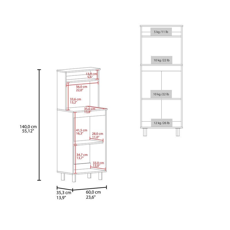 Alani Freestanding Kitchen Sideboard and Microwave Stand Engineered Wood White