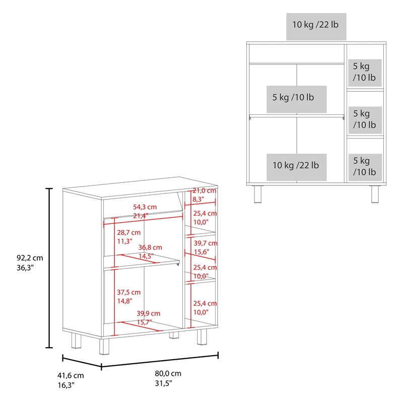 Cesna Microwave Sideboard Cabinet with Storage Engineered Wood White