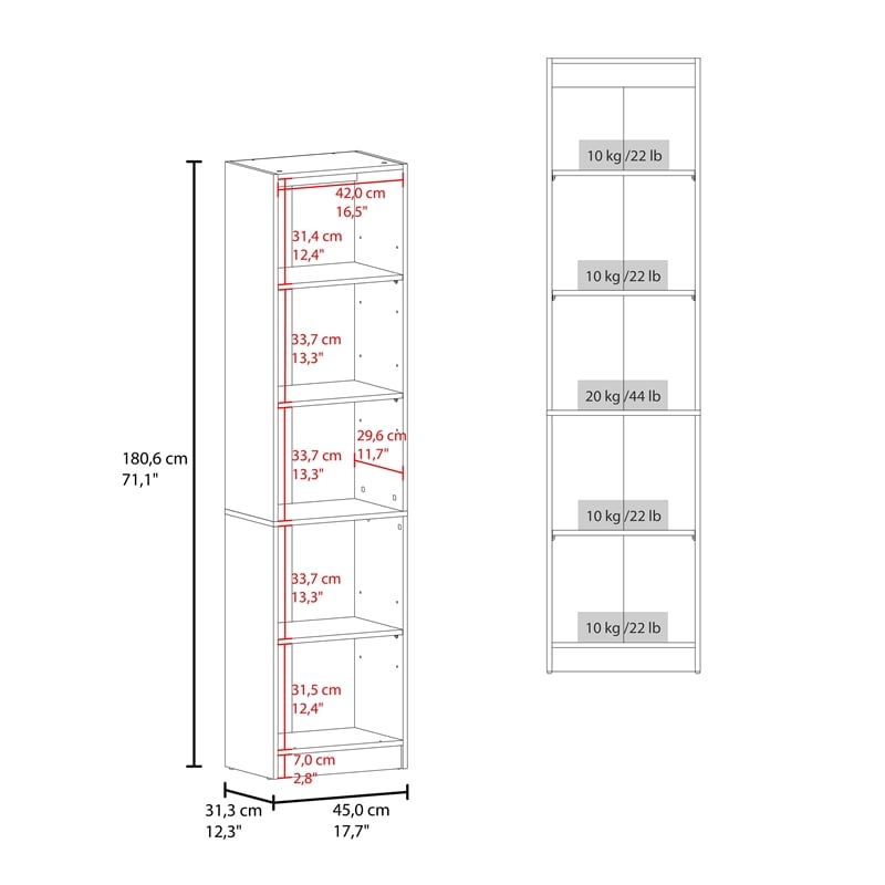 Home Tall Double Door Bookcase with 5 Interior Shelves Engineered Wood Brown